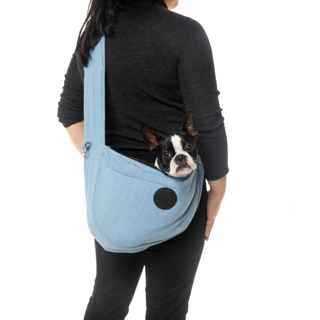 FuzzYard bolsa de viaje para perros y gatos azul por detrás